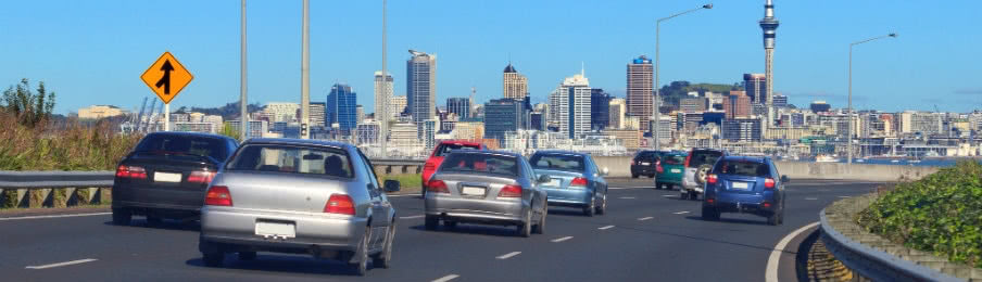 Cars on the Auckland motorway in New Zealand