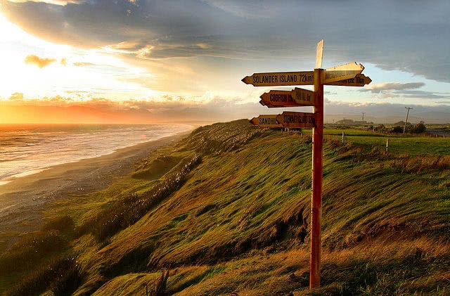 Invercargill green field in a sunset